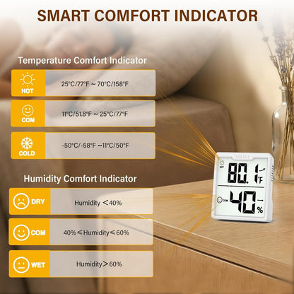 DOQAUS 3 Pieces Digital Hygrometer Indoor Thermometer Humidity Meter with Accurate Temperature and Humidity Monitor for House, Baby Room, Greenhouse, Incubator - Battery Included