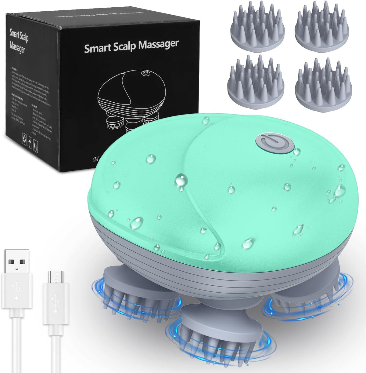 AMIR Upgraded Electric Scalp Massager, Portable Head Massager with Kneading 96 Massage Nodes, Handheld Head Scratcher Massager for Stress Relax and Pain Relief, Ideal Valentine‘s Day Gift for Her/Him