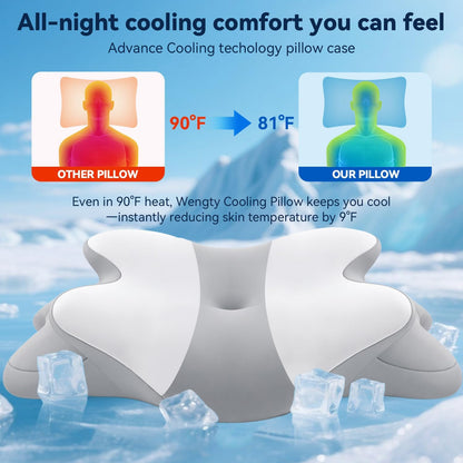 Sleep Apnea Pillow with Neck Pain & Snoring Relief -Orthopedic Cervical Pillow,Ergonomic Contour Memory Foam Pillow for Side, Back,Stomach,Dreamers,Medium Firm (Darkgrey, Queen Size 25" lx15 wx5.8 h)