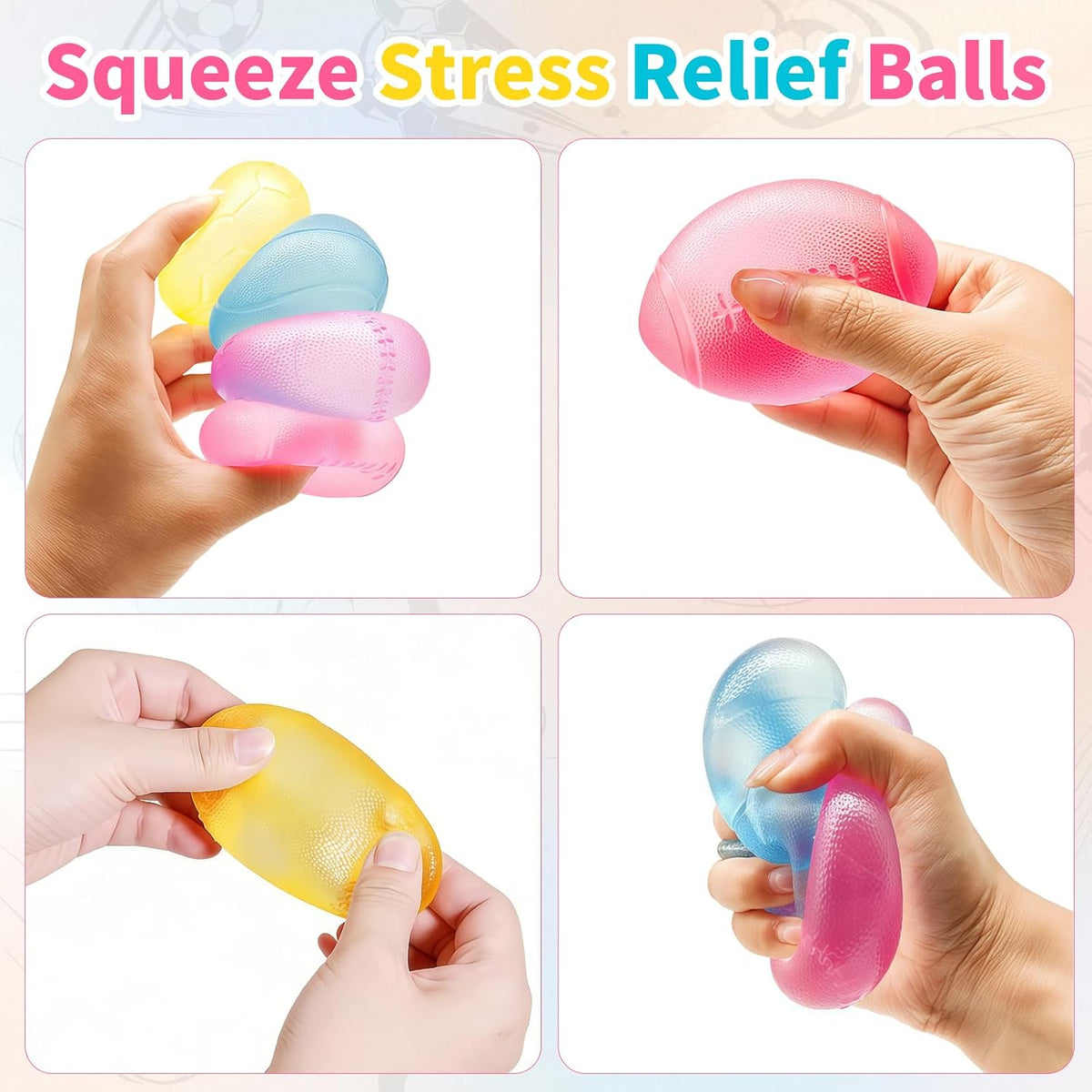 4 Pcs Stress Balls Fidget Toys, Sports Ball Stress Relief Toys