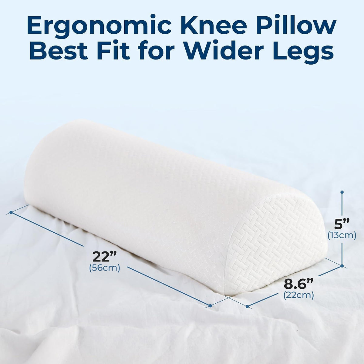 5 STARS UNITED Knee Pillow for Back Sleeping – Half Moon Bolster Pillow for Legs, Under Knee Pillow for Sleeping on Back, Memory Foam Leg Pillow for Back Pain, Gray