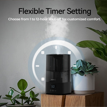 ROSEKM Humidifiers for Bedroom (1.1L), Small Cool Mist Humidifier for Home Plant and Baby Nursery, Quiet Ultrasonic Humidifier with 360° Nozzle, Auto Shut-Off, Filterless, Black