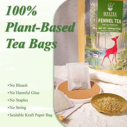 WT WEETEE Fennel Tea Bags 100 Count, 100% Natural & Pure Fennel Seeds Tea