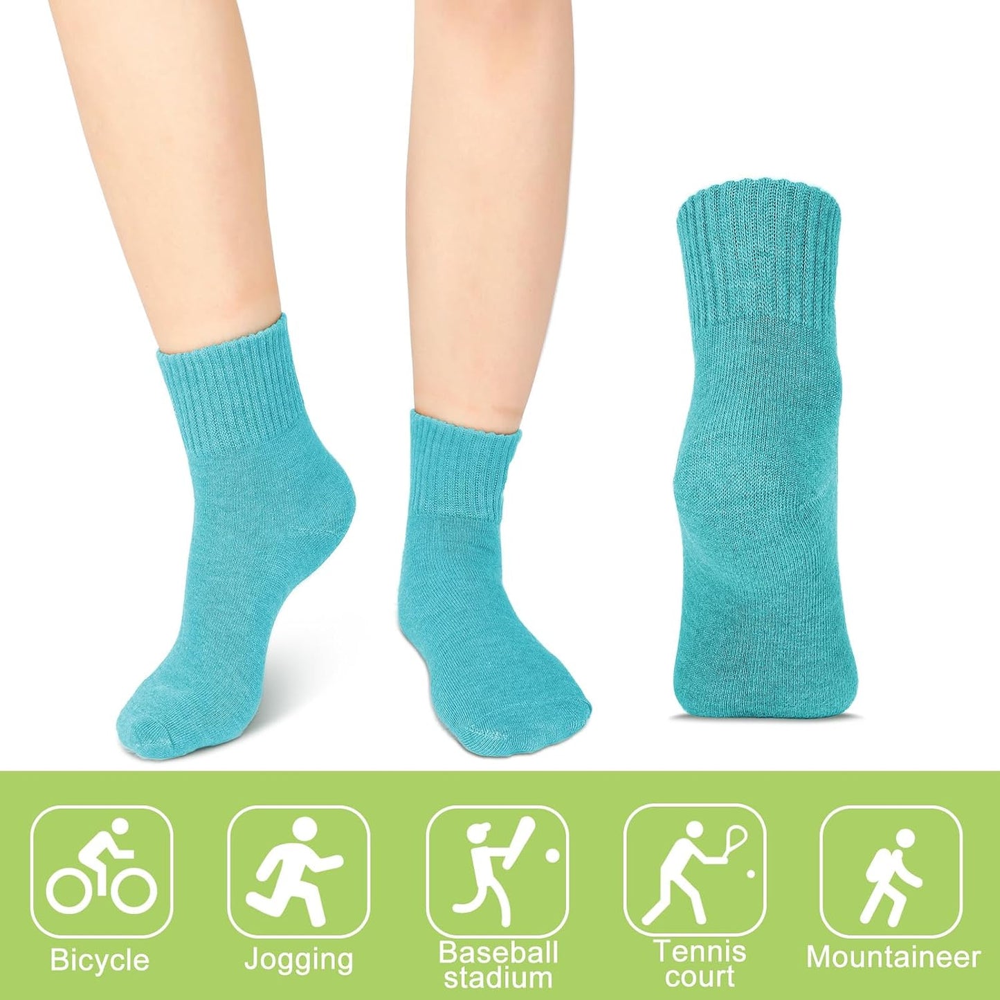 Eurzom 10 Pairs Socks Womens Crew Elastic Ankle Length Cotton Socks Aesthetic Cute Lightweight Low Cut Gifts for Women - Colors B