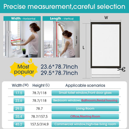 Coavas Blackout Window Film, 100% Light Blocking Privacy Window Film, No Glue Static Cling, Heat & UV Blocking, Removable Room Darkening Window Cover, Renter Friendly for Bedroom, 17.5x78.7Inch,Black