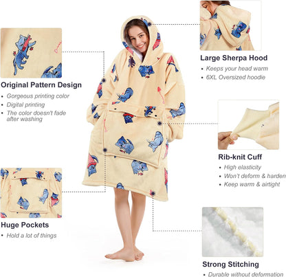 Narecte Cozy Oversized Blanket Hoodie Wearable Blanket Adults Soft Hooded Blanket Hoodie Birthday Gifts for Women Christmas - Colors B