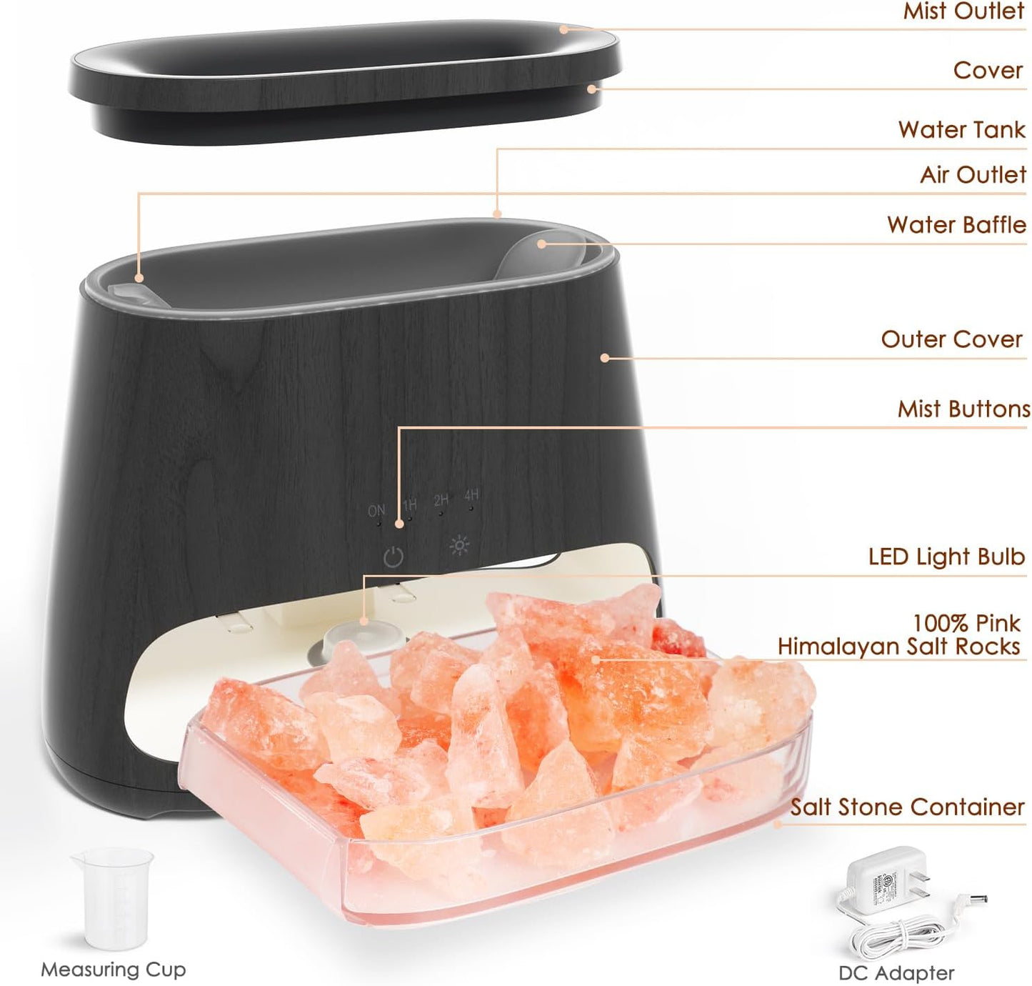 SALKING 2-in-1 Ultrasonic Essential Oil Diffuser & Himalayan Salt Lamp, Aromatherapy Diffuser Cool Mist Humidifier with 3 Brightness, Salt Therapy Lamp, 100% Pure Himalayan Salt Rock, 150ml (Marble)
