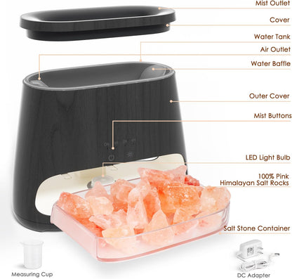 SALKING 2-in-1 Ultrasonic Essential Oil Diffuser & Himalayan Salt Lamp, Aromatherapy Diffuser Cool Mist Humidifier with 3 Brightness, Salt Therapy Lamp, 100% Pure Himalayan Salt Rock, 150ml (Marble)