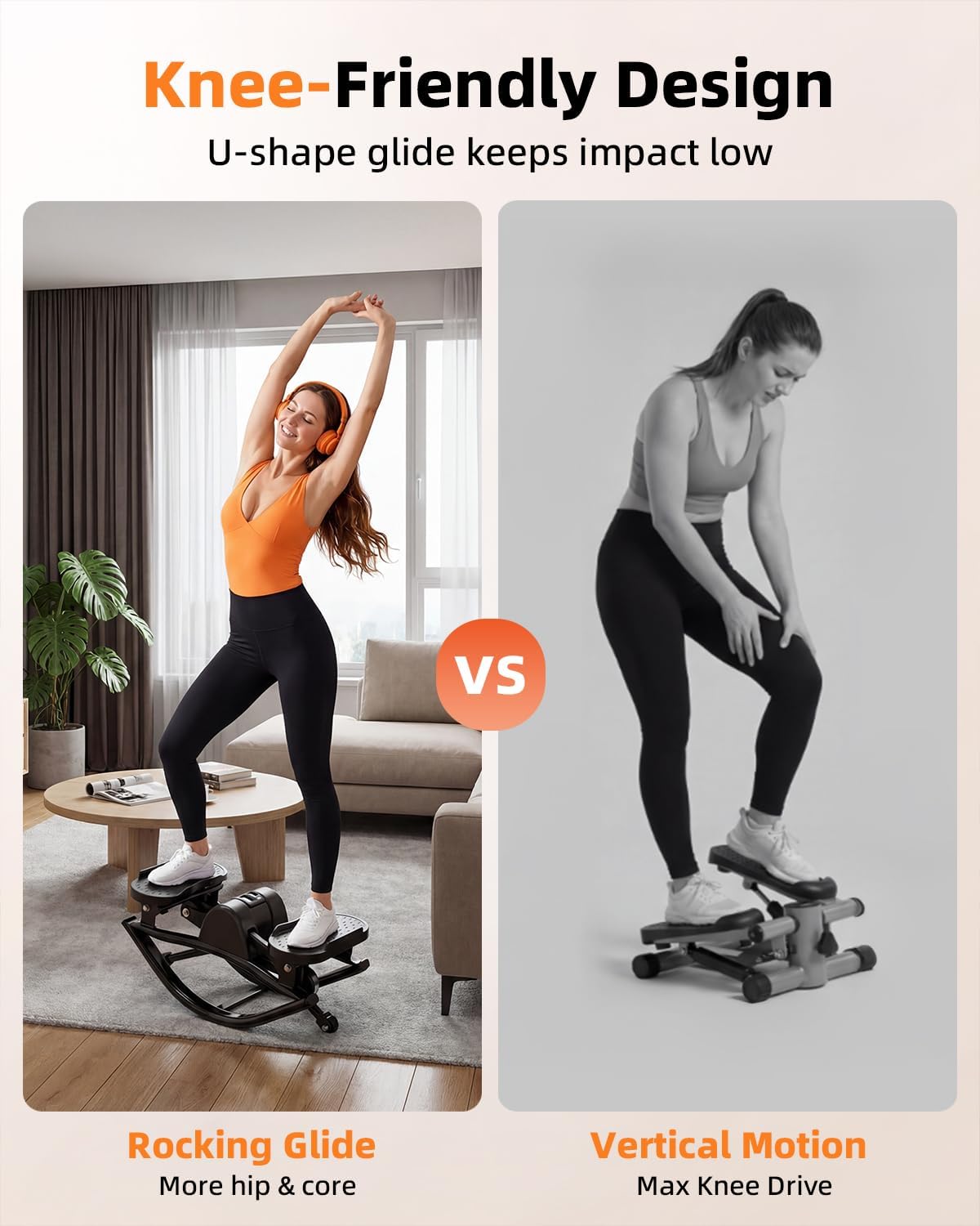 Rock Fitness Stepper for Exercise at Home, Motion Stair Stepper with Resistance Bands for Full Body Workout, Aerobic Workout Machine Fitness Equipment