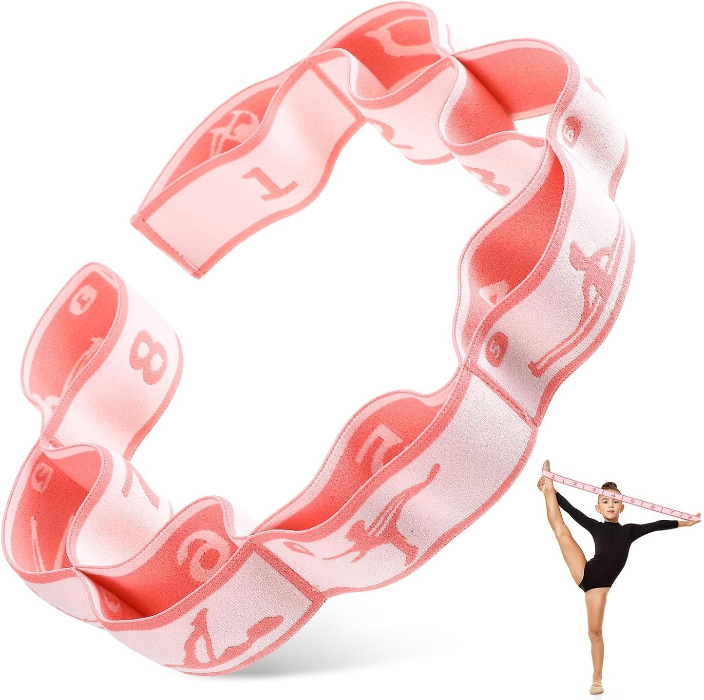Stretch Strap for Kids Elastic Gymnastic Stretching Ballet Dance Band with 8 Loops Adjustable Exercise Training Resistance Strap for Children Stuff Pilates Latin Yoga Equipment