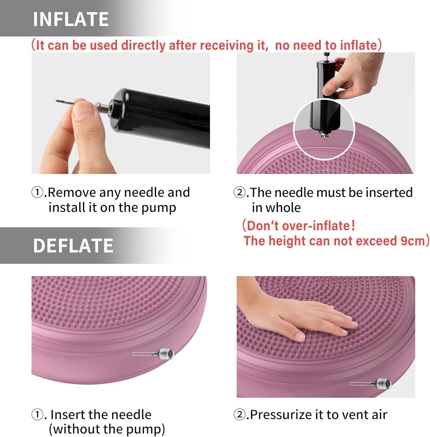 Inflated Wobble Cushion,Dyna Disc,Circular Non-slip Texture for Comfortable Sitting,Wiggle Seat to Improve Posture, Fitness, Stability for Sensory Kids Adults,Balance Seat with Pump for Core Strength
