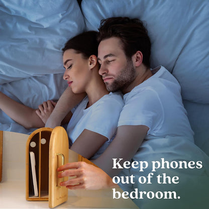 Papaya The Phone Box, Cell Phone Box for Family Time, Premium Bamboo Wood