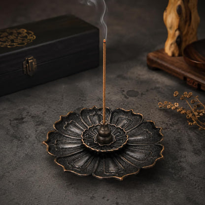 Incense Holder for Sticks, 3-in-1 Lotus and Gourd Incense Burner with Detachable Ash Catcher, Spiritual Japanese Decor for Yoga and Meditation