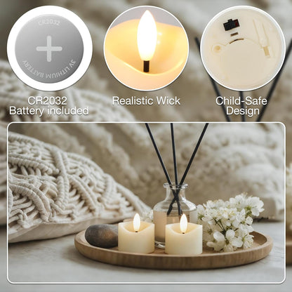 24 Pack Flameless Tealight Candles Battery Operated Tea Lights, Realistic Flickering Electric LED Tea Lights, 3D Wick Fake Tea Lights for Votive, Festival, Party, Wedding Decor