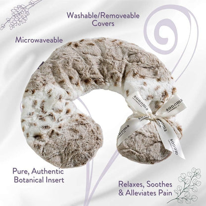 Sonoma Lavender Luxury Lavender Heatable/Chillable Neck Pillow, Microwaveable for Neck and Shoulders with Removable Washable Covers, Great for Relaxation and Pain Relief (Angora Platinum)