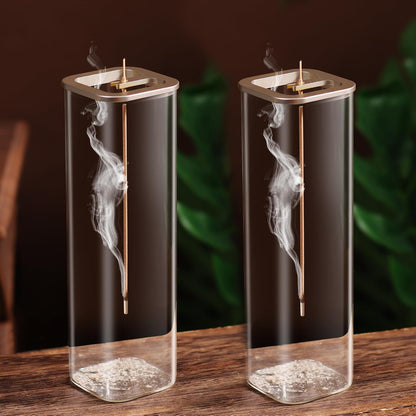 Insence-Stick Holder [Anti-Ash Flying], Modern Incense Burner Holder with Removable Glass Ash Catcher, for Home Decor Yoga Meditation