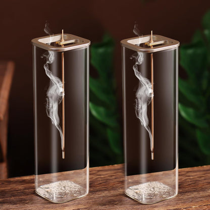 Insence-Stick Holder [Anti-Ash Flying], Modern Incense Burner Holder with Removable Glass Ash Catcher, for Home Decor Yoga Meditation