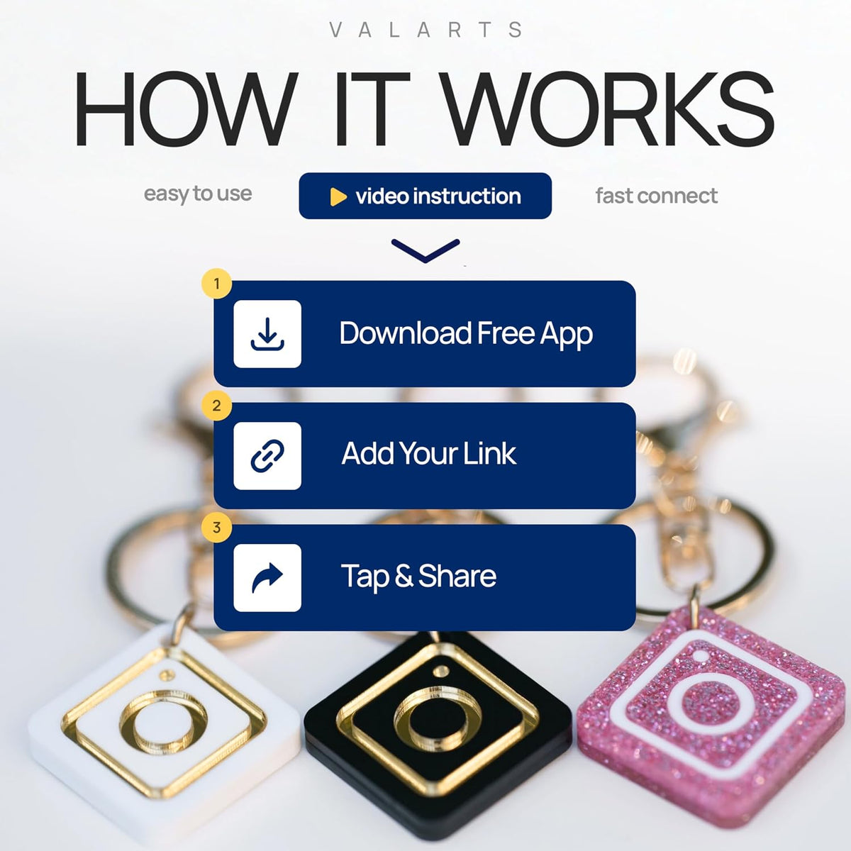 VTAG.ID NFC Digital Business Card Keychain - Tap to Share Contact & Social