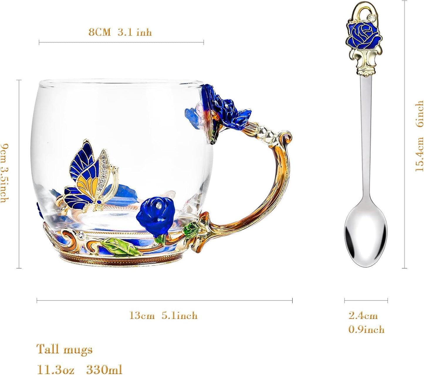 Enamel Glass Flower Tea Pot With Removable Loose Tea Leaf Infuser Tea Maker Teapot Set 30.4OZ Gifts for Women,Mom,Birthday