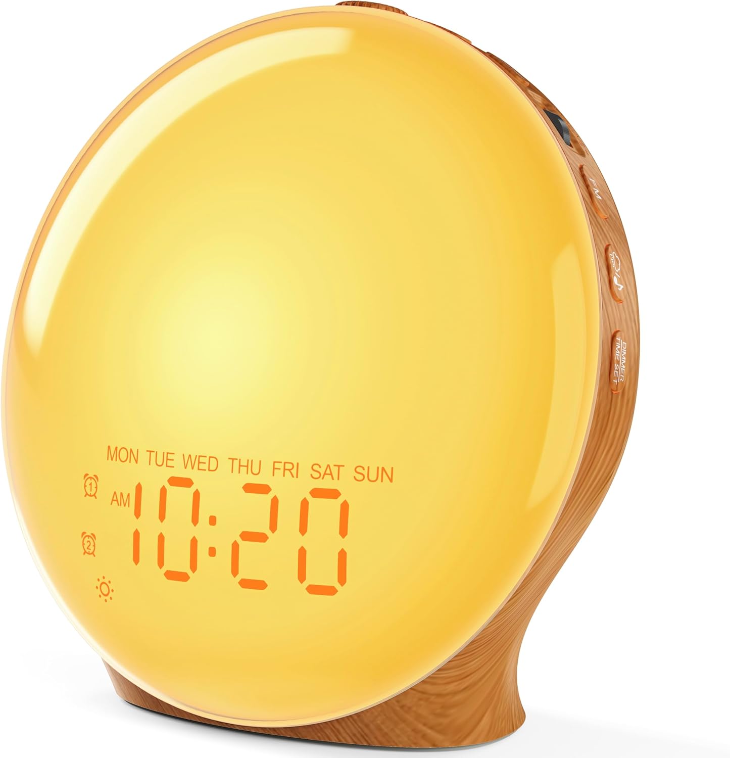 JALL Full-Screen Wake Up Light Sunrise Alarm Clocks for Bedrooms, White Noise Machine for Heavy Sleepers, 25 Natural Sounds, Dual Alarms, FM Radio, 17 Dimmable Colors, Bluetooth Speaker