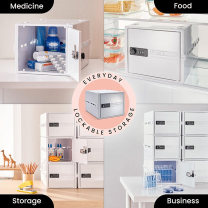 Lockabox One™ | Premium Lock Box | Medium Combination Lock Box For Food, Medicine & Home Safety | External Size 12 x 8 x 6.6 inches (Crystal)