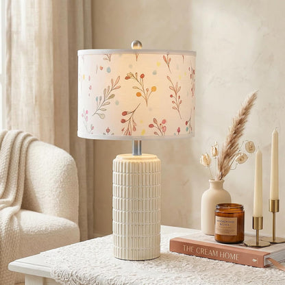 PoKat 23" Modern Ceramic Table Lamp Set of 2 for Living Room White Desk Lamps for Bedroom Farmhouse Bedside Nightstand Lamp House Warming Gifts New Home Decor End Table Lamps Gifts for Women Mom Beige
