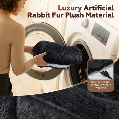UTK Weighted Heating Pad for Neck and Shoulders and Back, 30s Fast Heat | Premium Faux Rabbit Fur Fabric, 6X Deeper Pain Relief, 8 Heat Settings, 4H Auto Off, Memory Function, 24"x 20", Women Gifts