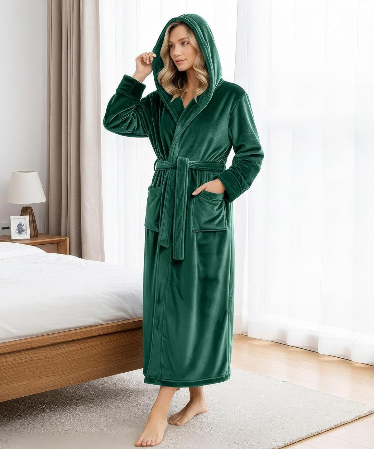 Premium Ultra Soft Robes for Women with Hood Plush Fleece Long Bathrobe