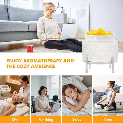 EQUSUPRO Wax Melt Warmer for Scented Wax Melts 3-in-1 Electric Ceramic Candle Wax Warmer Burner Fragrance Wax Melter for Home Office Bedroom Gift & Decor (Leaf)