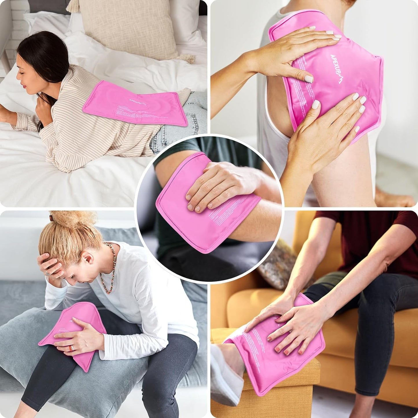 APEXUP Gel Ice Packs for Injuries Reusable, Flexible Double Sided Cold Packs for Injuries, Ice Pack for Knee, Shoulder, Back, Hip, Leg, Arm (Blue, 11.5"x7.5", 1PK)