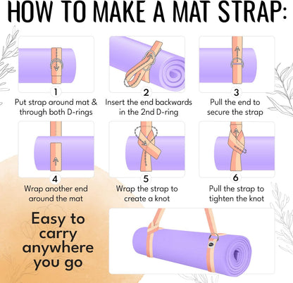 TECEUM 2 IN 1 Yoga & Mat Strap for Stretching – Cotton – 6/8/10 ft