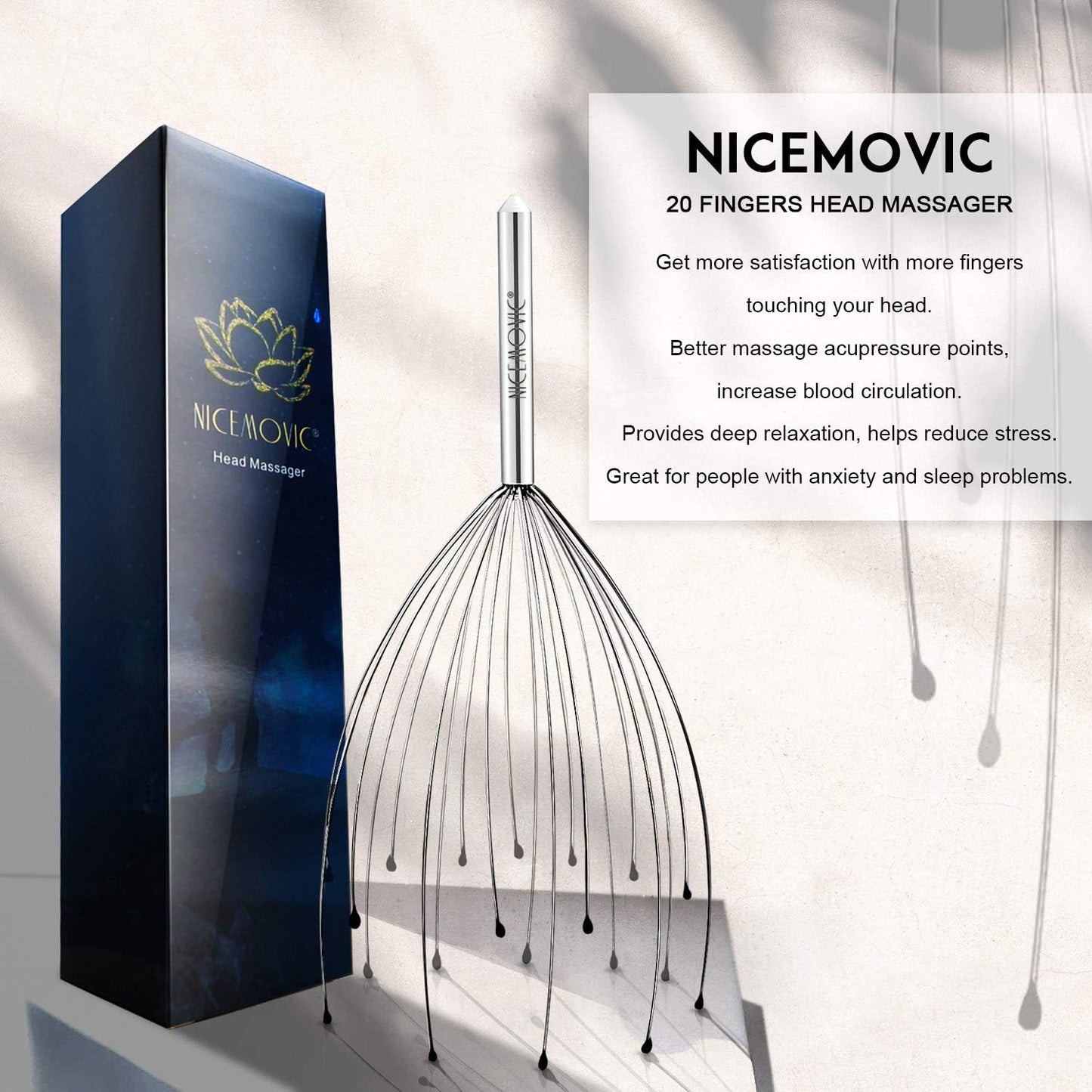 NICEMOVIC 2 Pack Head Scalp Massager Gifts for Women Men, Stocking Stuffers White Elephant Gifts for Adults Prizes for Adults Scalp Massager Hair Growth 20 Fingers Stress Relief Head Scratcher
