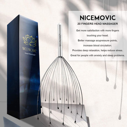 NICEMOVIC 2 Pack Head Scalp Massager Gifts for Women Men, Stocking Stuffers White Elephant Gifts for Adults Prizes for Adults Scalp Massager Hair Growth 20 Fingers Stress Relief Head Scratcher