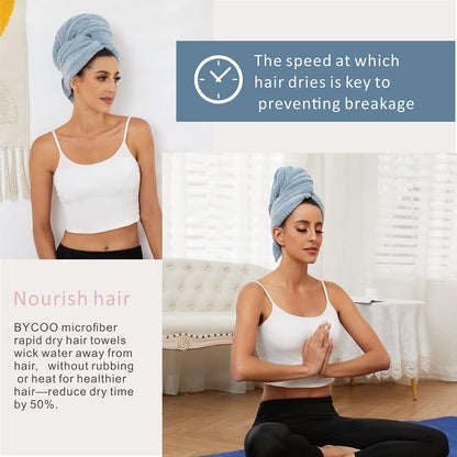 Large Microfiber Hair Towel Wrap for Women, Anti Frizz Drying Towel, Fast Dry Turban Wet Hair, Long, Thick, Curly Super Absorbent Soft Towels - White