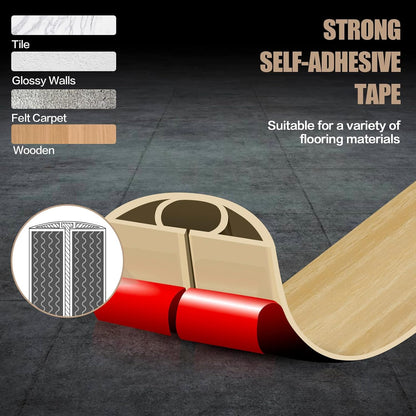 Floor Cord Cover Self Adhesive Cord Hider,10FT Cable Management, Extension Strip Protector for Wires, Prevent Cable Trips for Offices, Gyms, Exhibitions Cavity 0.39"(W) x 0.27"(H) BrownWood