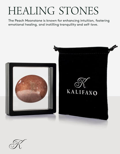 KALIFANO Palm Stone with Healing & Calming Effects - AAA+ Grade High Energy Worry Stone with Information Card - Reiki Crystal Used for Courage (Family Owned and Operated)