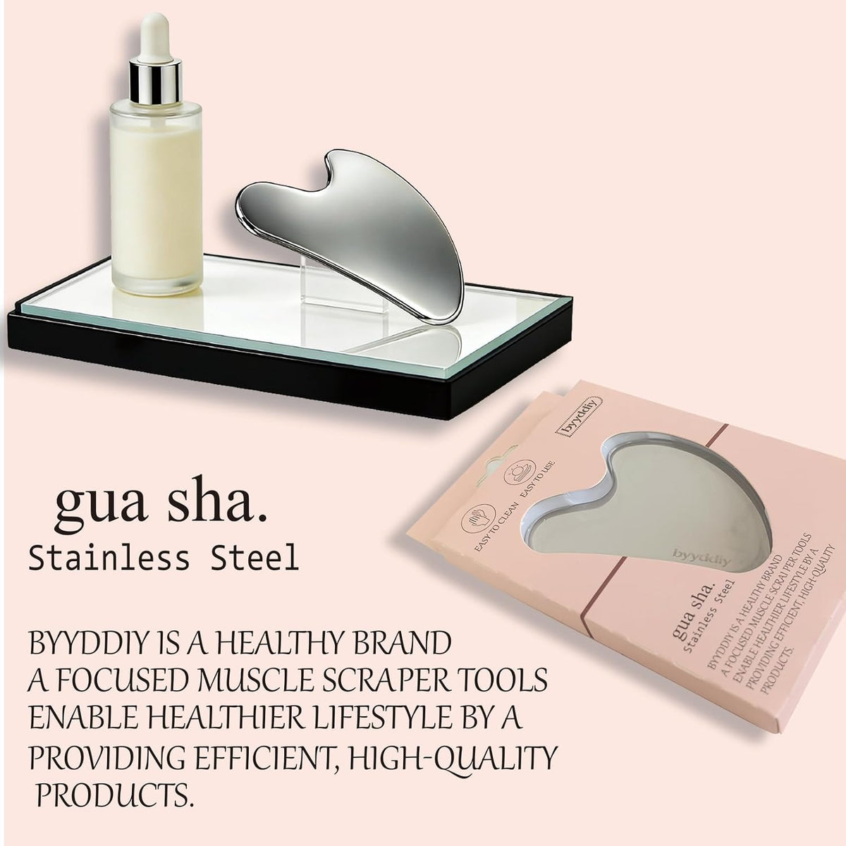 BYYDDIY Spherical Surface Stainless Steel Gua Sha Facial Tools, Metal Gua Sha for Face,Tighten Skin Massage, Guasha Beauty Tool for Body Eyes (W-s)