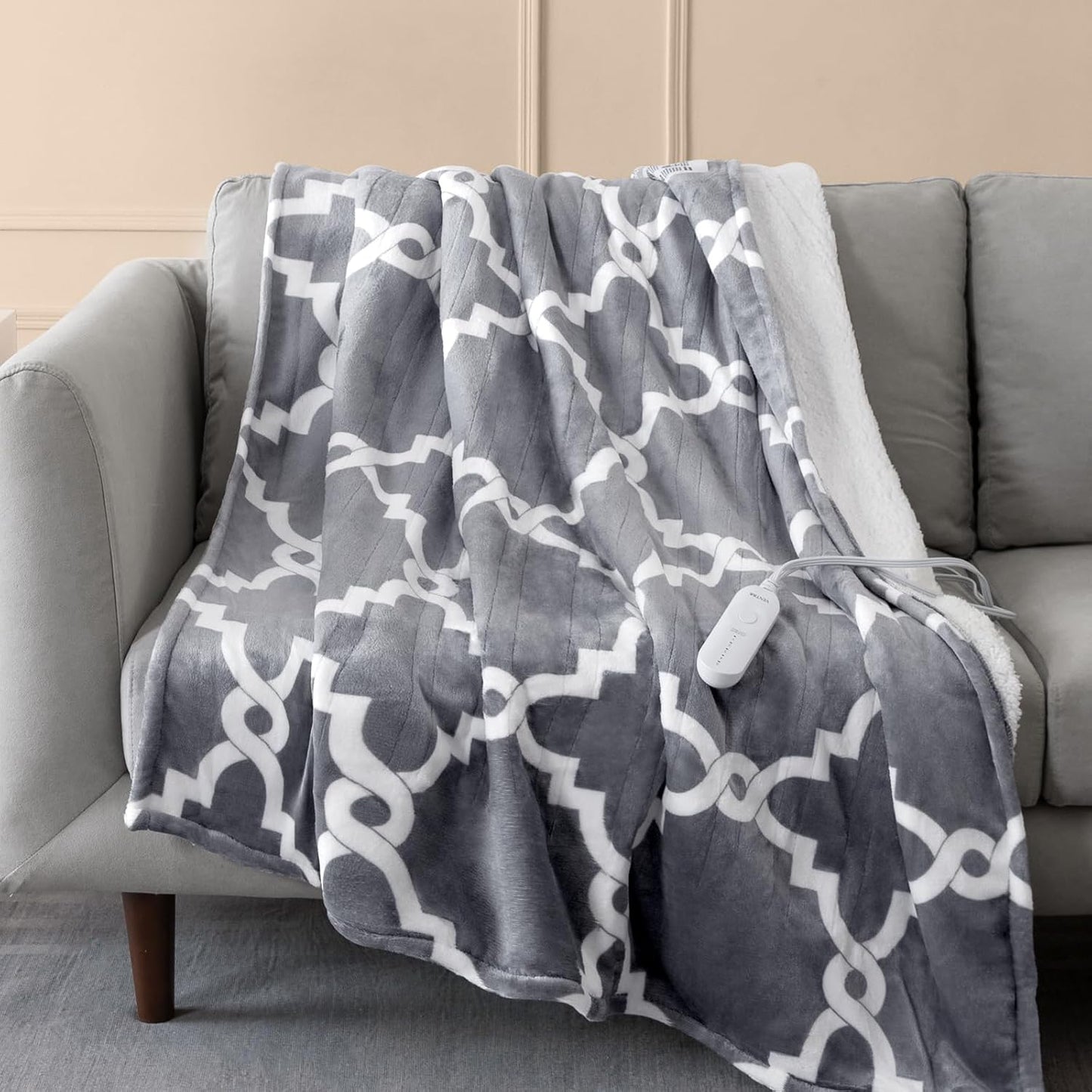 VENTIMI Electric Blanket Heated Throw, 50" x 60" Heated Blanket with 5 Heat Levels & 3 Hours Auto Off, Fast Heating Blankets with ETL & FCC Certification, Grey