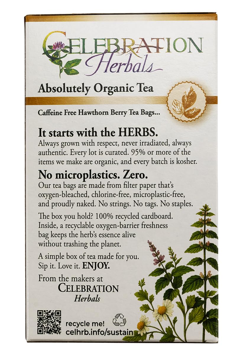 Celebration Herbals Organic Hawthorne Berries Tea Bags 24 Count