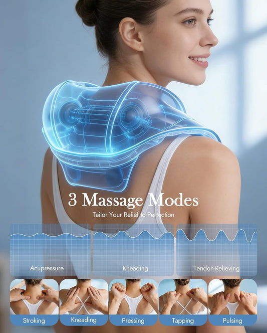 Neck Massager with Heat Cordless: Shiatsu Back Shoulder Massage Tools for Pain Relief Deep Tissue Electric 4D Kneading for Muscle Remedy Lymphatic Drainage Gifts for Men Women Mom Dad (Black)
