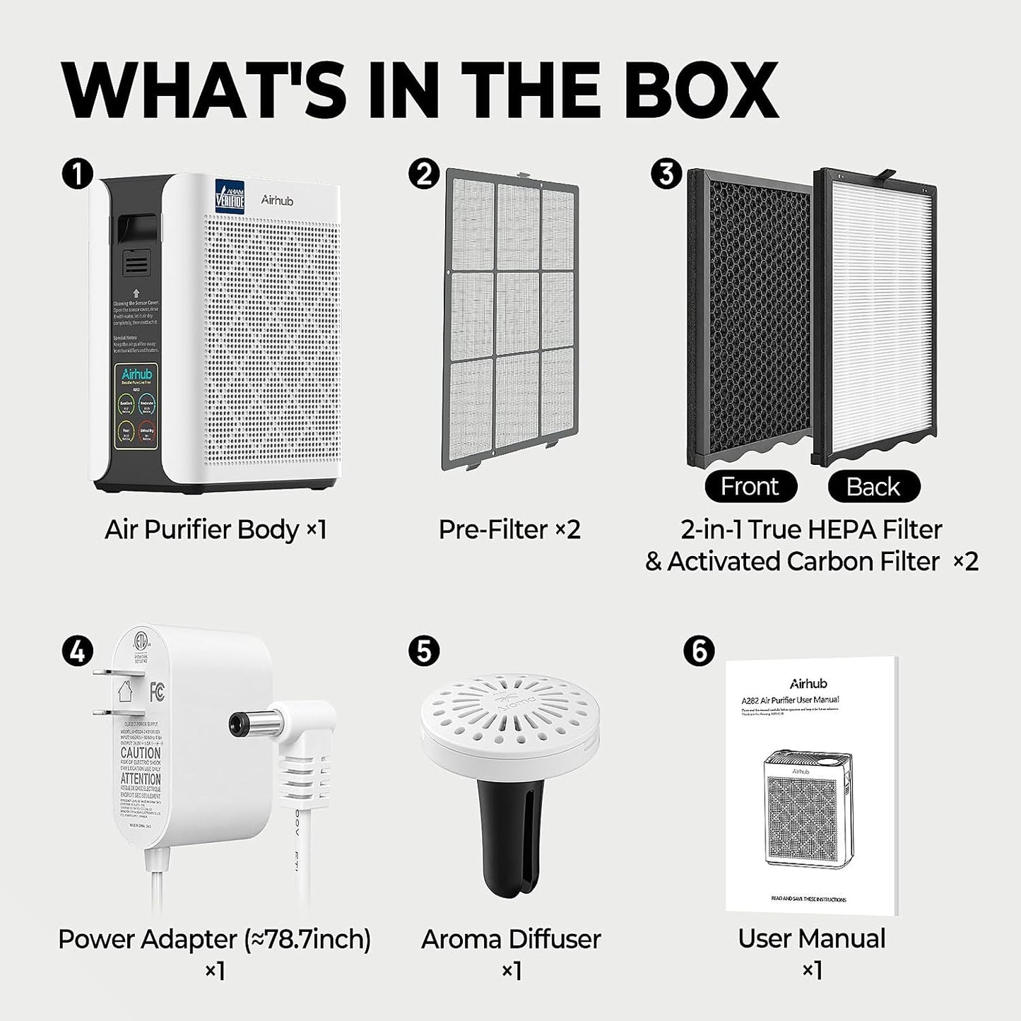 Air Purifier for Bedroom Home, Covers Up to 880 Ft², True HEPA Quiet 3-in-1 Air Purifiers Filter, 20dB Sleep Mode, Air Cleaner, 360° Intake, Remove Dust, Smoke, Pet Dander & Odors, White