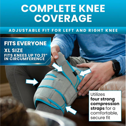Vive Knee Ice Pack Wrap - Cold/Hot Gel Compression Brace - Heat Support Strap for Arthritis Pain, Tendonitis, ACL, Athletic Injury, Osteoarthritis, Women, Men, Running, Meniscus and Patella Surgery