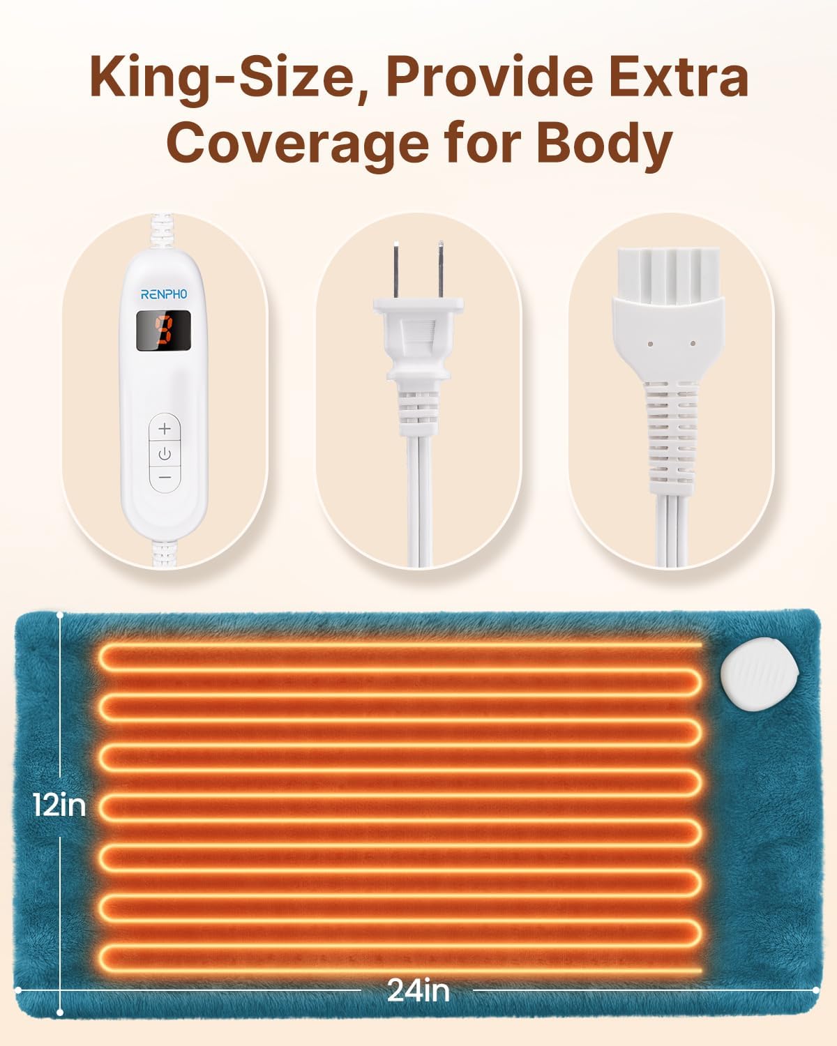 RENPHO Electric Heating Pad for Back with 10 Heat Levels