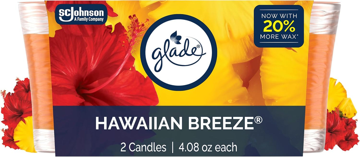 Glade 1-Wick Scented Candle Jar, Clean Linen, Air Freshener Infused with Essential Oils, 4.08 Oz, 2 Count