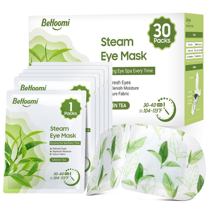 BeHoomi 30Packs Steam Eye Mask, Heated Eye Mask Warm Compress for Eyes, Self Heating Warm Eye Masks Disposable Steam Mask for Home Sleep, Spa, Travel Essentials & Relaxation Gifts (Chamomile)