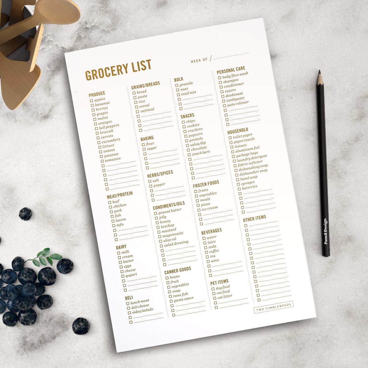 Grocery List Magnet Pad for Fridge - 6 x 9" - Grocery Shopping Checklist Notepad with Categories - 50 Sheets