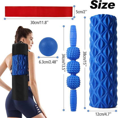 5 in 1 Foam Roller Set High Density Patented Foam Roller for Exercise