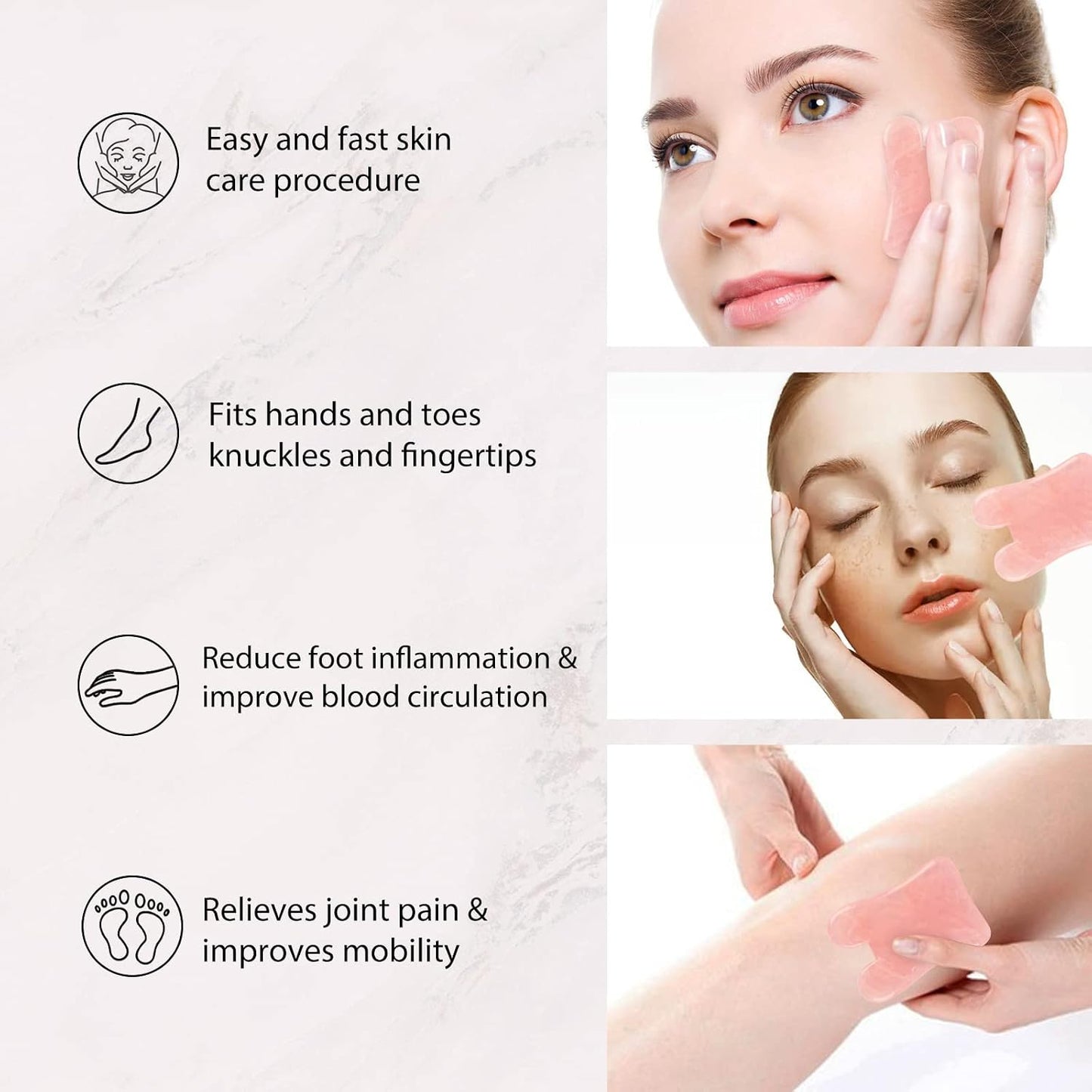 Jade Roller for Face, Facial Roller Massager Skin Care Tool, Gua Sha Facial Tools for Face, Neck, Eyes, Reduce Puffiness of The Skin - White