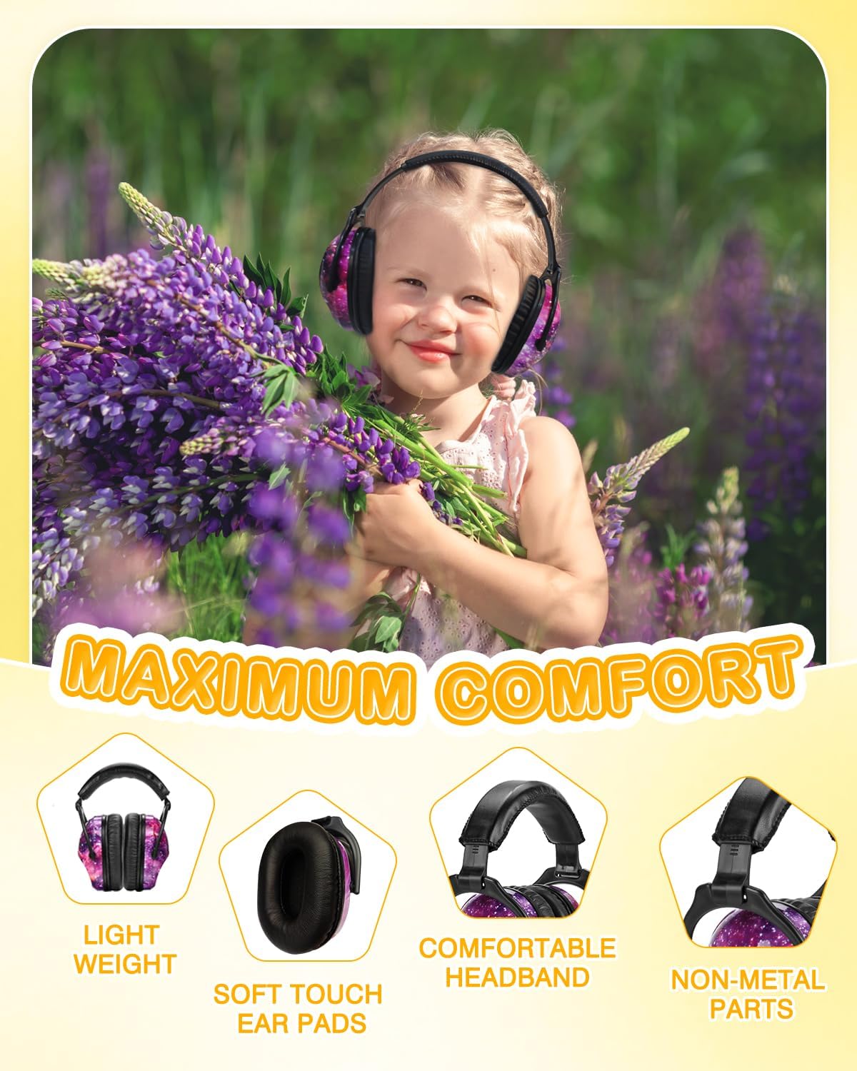 ZOHAN EM030 Kids Ear Protection, Noise Cancelling Headphones Ear Muffs for Autism Sensory, Safety Noise Reduction Hearing Protection for Monster Truck/Concerts/Fireworks/Air Shows