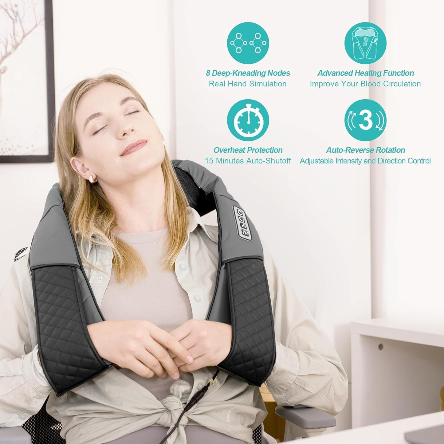 Medcursor Neck Massager with Heat - Deep Tissue Pain Relief, Rechargeable Shiatsu Neck and Shoulder Massager, Ideal Choice for Men, Women, Mom & Dad